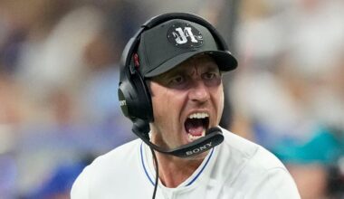Indianapolis Colts head coach Shane Steichen yells