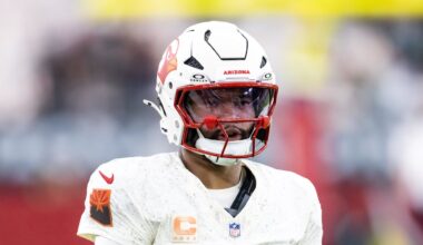 Sep 25, 2025; Glendale, Arizona, USA; Arizona Cardinals quarterback Kyler Murray (1) against the Seattle Seahawks at State Farm Stadium. Mandatory Credit: Mark J. Rebilas-Imagn Images