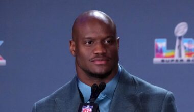 Feb 9, 2026; San Francisco, CA, USA; Seattle Seahawks running back Kenneth Walker III speaks during the Super Bowl LX winning head coach and most valuable player press conference at Moscone Center. Mandatory Credit: Kirby Lee-Imagn Images