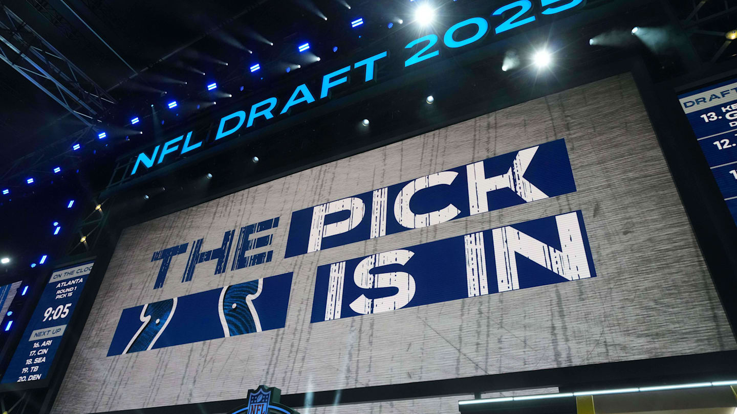 Apr 24, 2025; Green Bay, WI, USA; The Indianapolis Colts logo is projected on the video board during the NFL Draft at Lambeau Field. Mandatory Credit: Kirby Lee-Imagn Images
