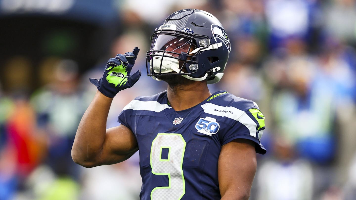 Dec 14, 2025; Seattle, Washington, USA; Seattle Seahawks running back Kenneth Walker III (9) reacts to a play against the Indianapolis Colts during the third quarter at Lumen Field. Mandatory Credit: Kevin Ng-Imagn Images