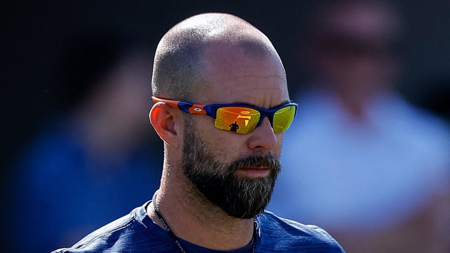 Aug 5, 2022; Englewood, CO, USA; Denver Broncos wide receivers coach Zach Azzanni looks on during training camp at the UCHealth Training Center. Mandatory Credit: Isaiah J. Downing-Imagn Images