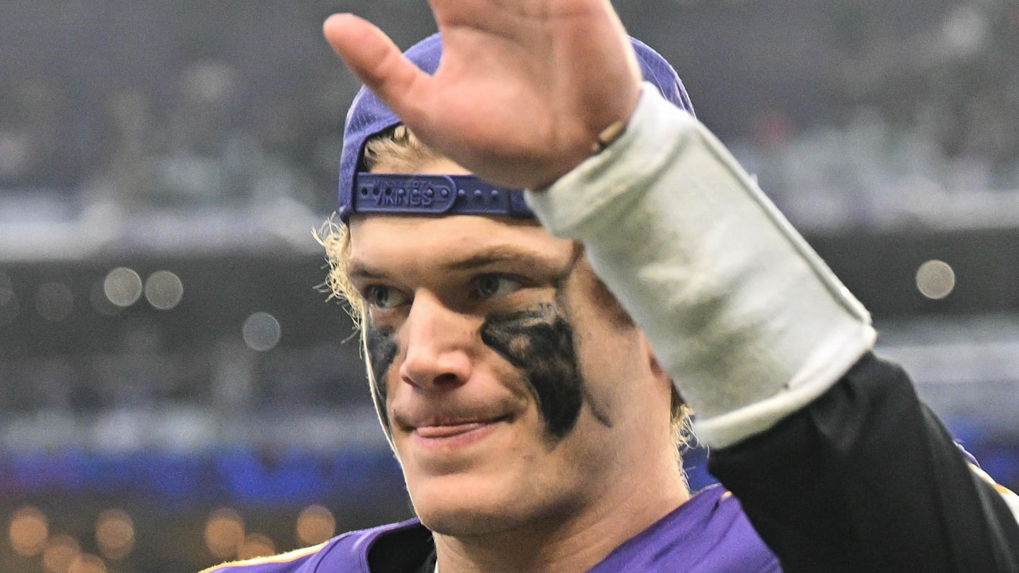 Jan 4, 2026; Minneapolis, Minnesota, USA; Minnesota Vikings quarterback J.J. McCarthy (9) walks off the field after the game against the Green Bay Packers at U.S. Bank Stadium. Mandatory Credit: Jeffrey Becker-Imagn Images