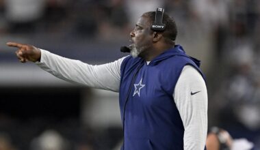 Aug 16, 2025; Arlington, Texas, USA; Dallas Cowboys defensive pass game coordinator Andre Curtis during the game between the Dallas Cowboys and the Baltimore Ravens at AT&T Stadium. Mandatory Credit: Jerome Miron-Imagn Images