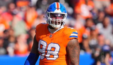 Denver Broncos defensive end John Franklin-Myers (98) could be a Shaq Barrett-style diamond in the rough for the Buccaneers in free agency.