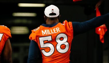 Aug 29, 2019; Denver, CO, USA; Denver Broncos linebacker Von Miller (58) hi-fives fans as he leaves the field after the game against the Arizona Cardinals at Broncos Stadium at Mile High. Mandatory Credit: Isaiah J. Downing-Imagn Images