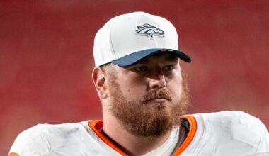 August 9, 2025; Santa Clara, California, USA; Denver Broncos guard Ben Powers (74) after the game against the San Francisco 49ers at Levi's Stadium. Mandatory Credit: Kyle Terada-Imagn Images