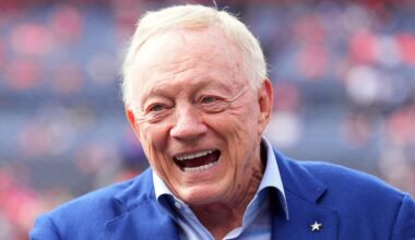 Oct 26, 2025; Denver, Colorado, USA; Dallas Cowboys owner Jerry Jones looks on before the game against the Denver Broncos at Empower Field at Mile High. Mandatory Credit: Ron Chenoy-Imagn Images