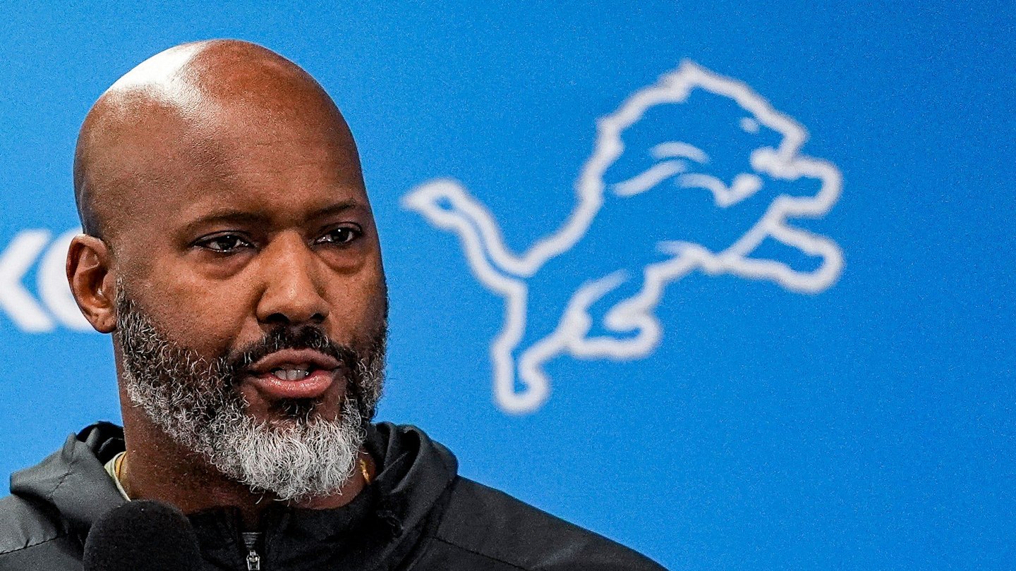 Detroit Lions executive vice president and general manager Brad Holmes speaks during media availability at Meijer Performance Center in Allen Park on Thursday, Jan. 8, 2026.