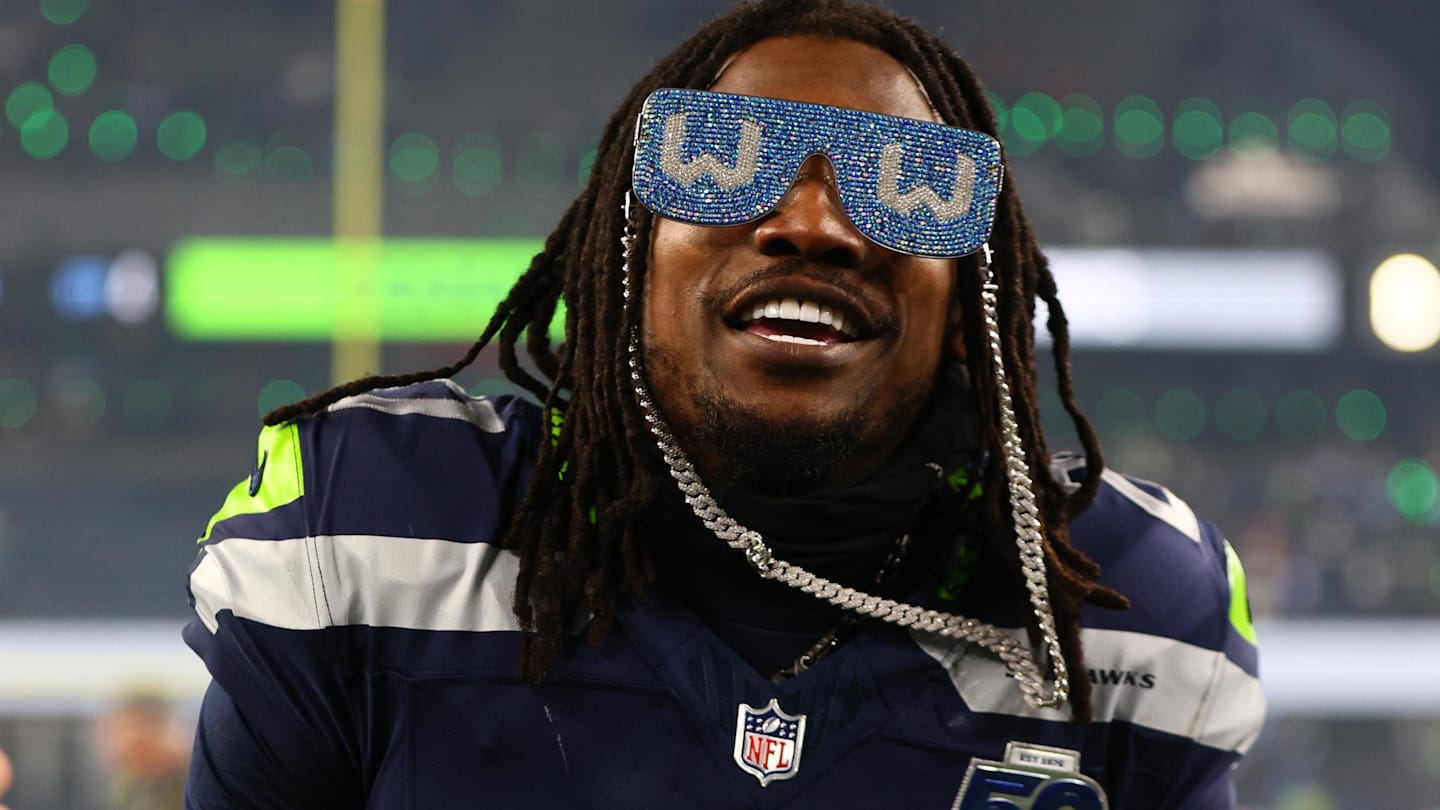 Jan 17, 2026; Seattle, WA, USA;  Seattle Seahawks cornerback Riq Woolen (27) celebrates following an NFC Divisional Round game against the San Francisco 49ers at Lumen Field.