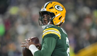Dec 27, 2025; Green Bay, Wisconsin, USA;  Green Bay Packers quarterback Malik Willis (2) during warmups prior to the game against the Baltimore Ravens at Lambeau Field. Mandatory Credit: Jeff Hanisch-Imagn Images