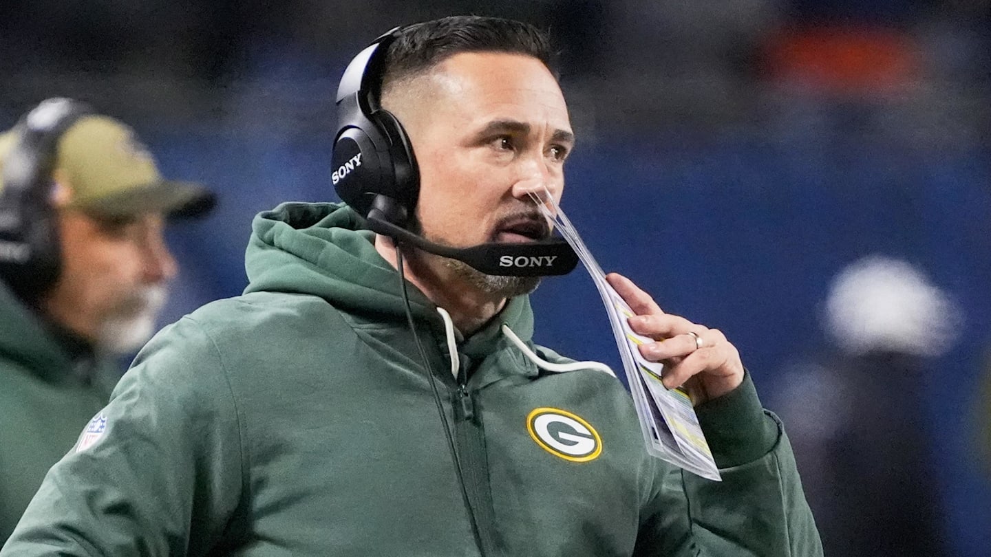 Dec 20, 2025; Chicago, Illinois, USA; Green Bay Packers head coach Matt LaFleur watches game play against the Chicago Bears during the first quarter at Soldier Field.