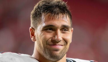 October 19, 2025; Santa Clara, California, USA; Atlanta Falcons linebacker Kaden Elliss (55) after the game against the San Francisco 49ers at Levi's Stadium. Mandatory Credit: Kyle Terada-Imagn Images