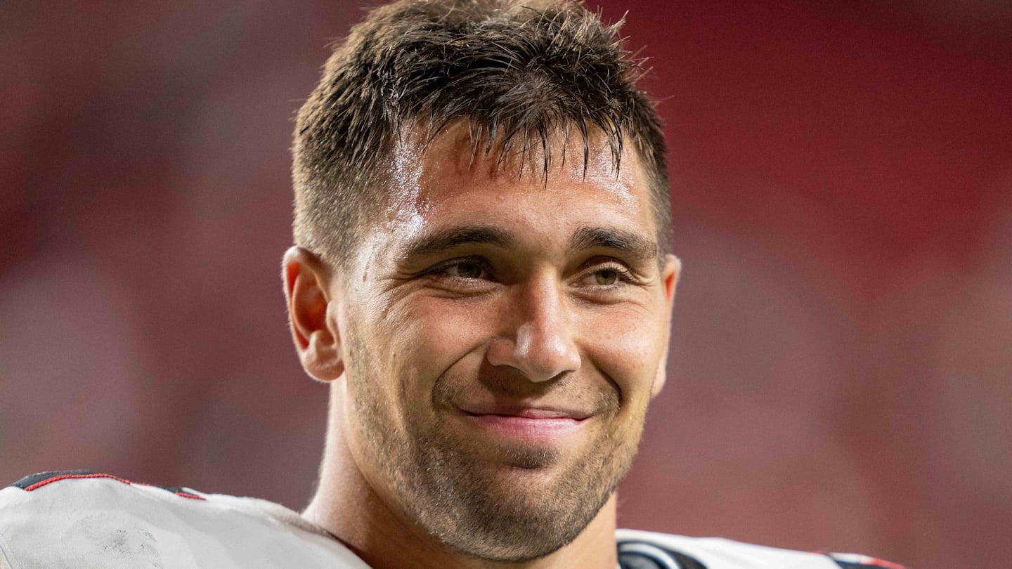 October 19, 2025; Santa Clara, California, USA; Atlanta Falcons linebacker Kaden Elliss (55) after the game against the San Francisco 49ers at Levi's Stadium. Mandatory Credit: Kyle Terada-Imagn Images