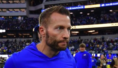 Los Angeles Rams head coach Sean McVay leaves the field