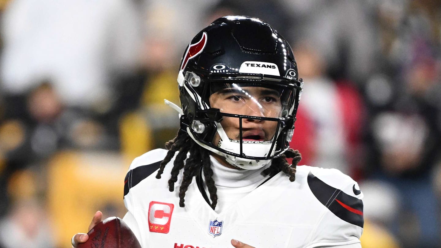 Jan 12, 2026; Pittsburgh, PA, USA; Houston Texans quarterback C.J. Stroud (7) drops to throw during the first half of an AFC Wild Card Round game against the Pittsburgh Steelers at Acrisure Stadium. Mandatory Credit: Barry Reeger-Imagn Images