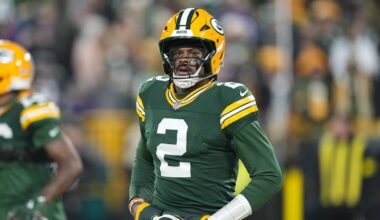 Dec 27, 2025; Green Bay, Wisconsin, USA;  Green Bay Packers quarterback Malik Willis (2) during warmups prior to the game against the Baltimore Ravens at Lambeau Field. Mandatory Credit: Jeff Hanisch-Imagn Images