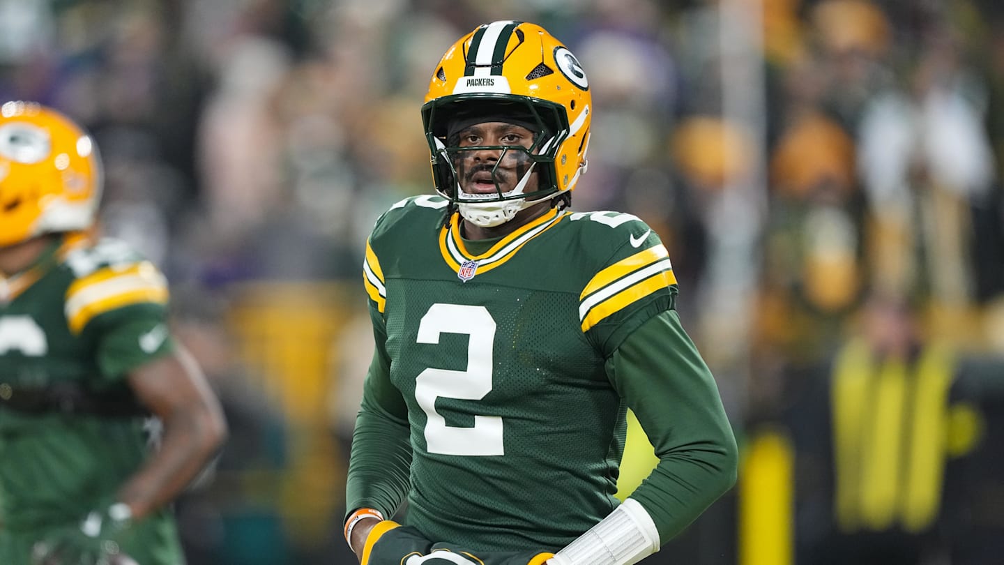 Dec 27, 2025; Green Bay, Wisconsin, USA;  Green Bay Packers quarterback Malik Willis (2) during warmups prior to the game against the Baltimore Ravens at Lambeau Field. Mandatory Credit: Jeff Hanisch-Imagn Images