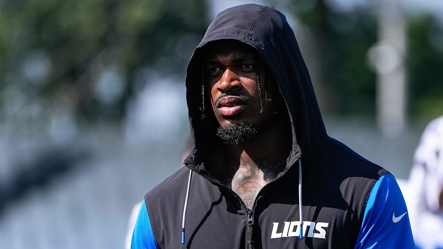 Detroit Lions linebacker Al-Quadin Muhammad (96) walks off the field after practice during training camp at Meijer Performance Center in Allen Park on Thursday, July 24, 2025.