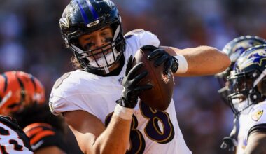 Baltimore Ravens tight end Charlie Kolar