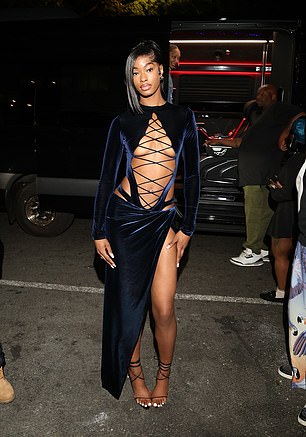 Jackson is pictured recently at a party during her downtime away from the basketball court