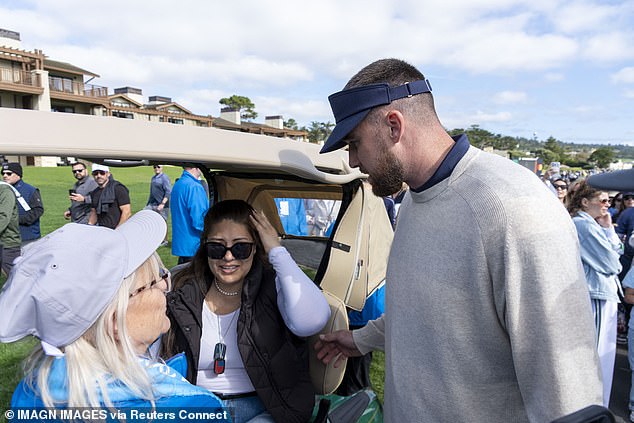 Travis Kelce hit another fan with a wayward golf ball during Friday's Pebble Beach Pro-Am