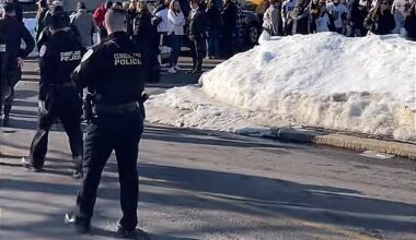 The scene outside of Dennis M Lynch Arena in Pawtucket, Rhode Island, after a gunman opened fire during a high school hockey tournament