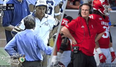 Curt Cignetti at Pitt in 1996 (left) and Indiana in 2025 (right)