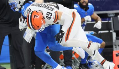 Cleveland Browns linebacker Carson Schwesinger vs. Detroit Lions, September 28, 2025