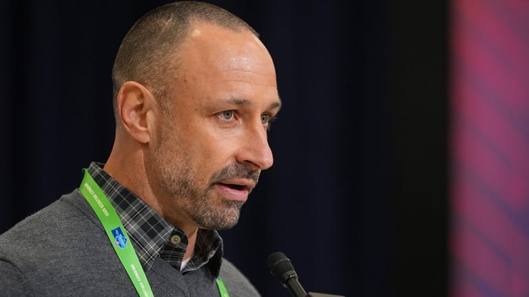 Miami Dolphins general manager Jon-Eric Sullivan speaks during a press...