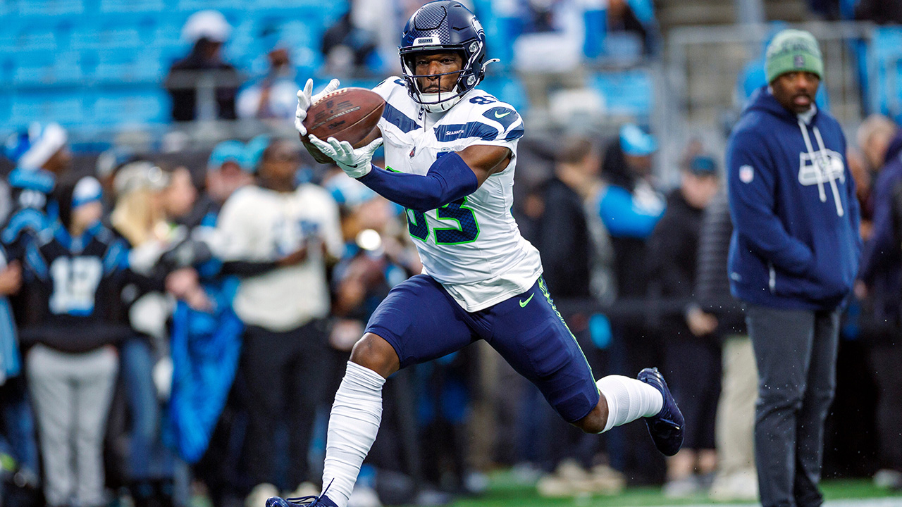 Seahawks wide receiver Dareke Young warms up before an NFL game against the Carolina Panthers on Dec. 28 in Charlotte.