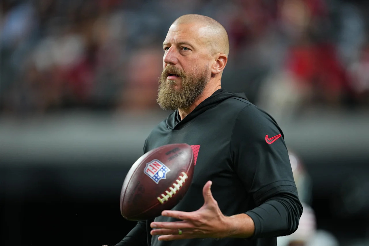 LAS VEGAS, NEVADA - AUGUST 23: Tight ends coach Brian Fleury of the San Francisco 49ers looks on before a preseason game against the Las Vegas Raiders at Allegiant Stadium on August 23, 2024 in Las Vegas, Nevada. (Photo by Chris Unger/Getty Images)