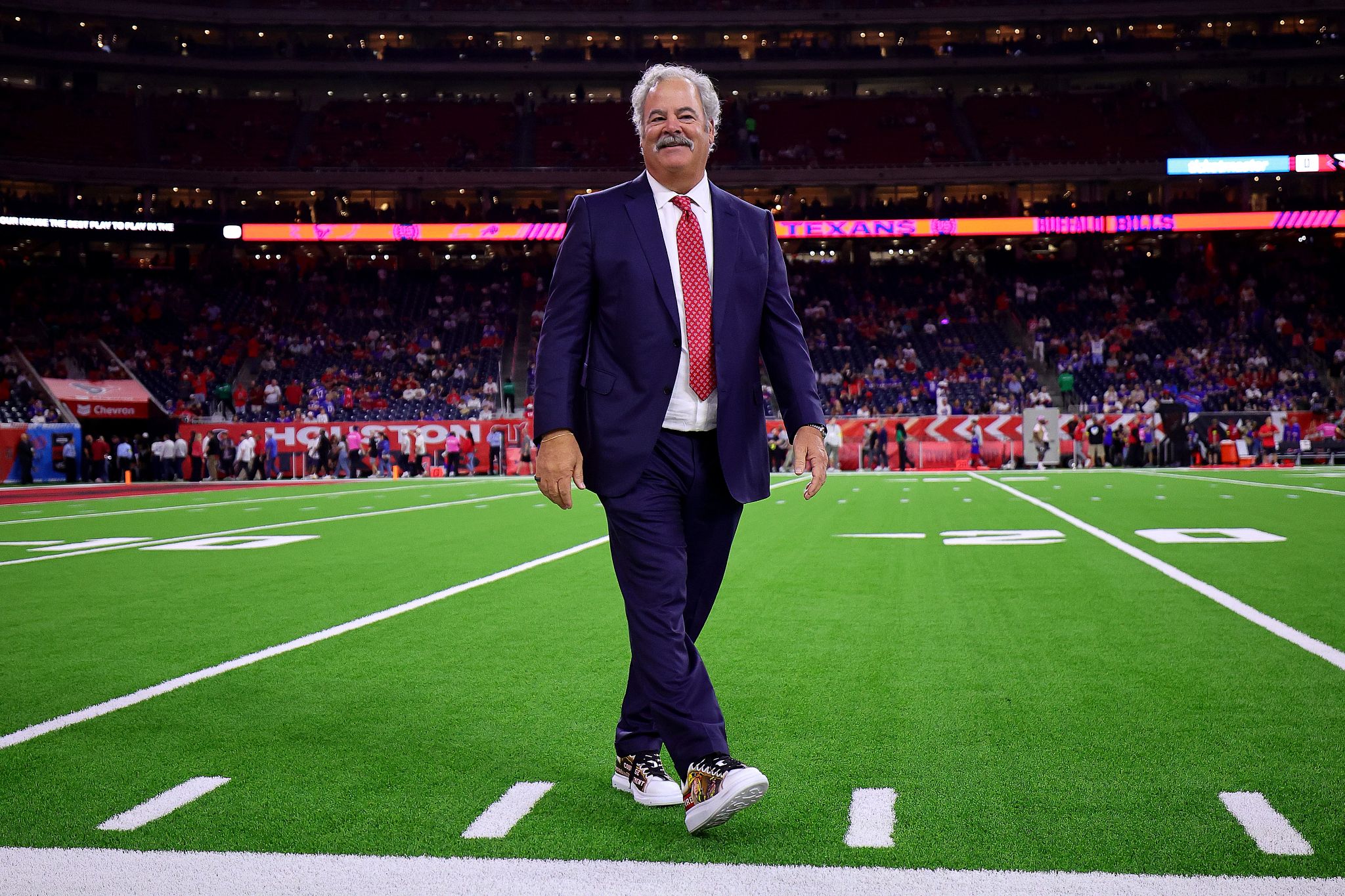 HOUSTON, TEXAS - NOVEMBER 20: Owner Cal McNair of the Houston Texans looks on against the Buffalo Bills during the first quarter at NRG Stadium on November 20, 2025 in Houston, Texas. (Photo by Alex Slitz/Getty Images) (Getty Images)