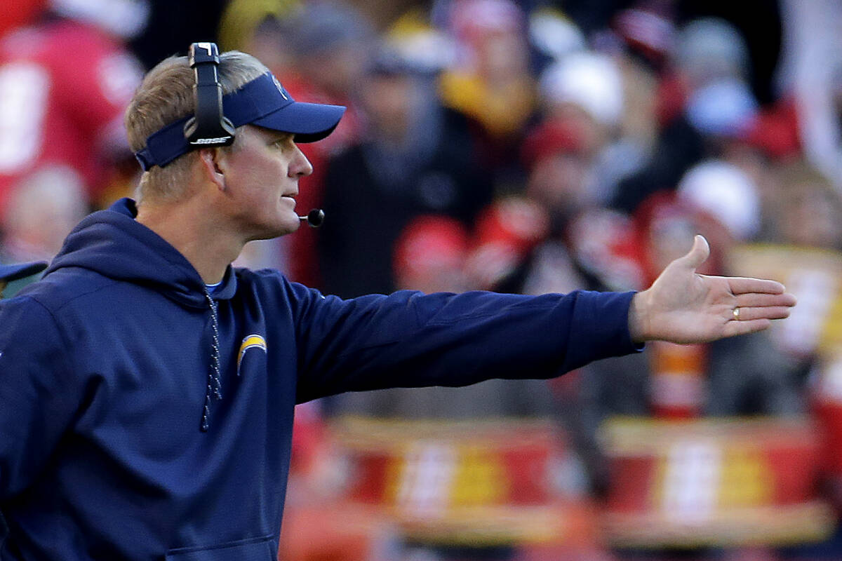 San Diego Chargers coach Mike McCoy argues a call during the second half of NFL football game ...