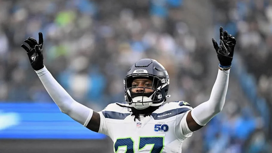 Seattle Seahawks cornerback Riq Woolen reacts against the Carolina Panthers