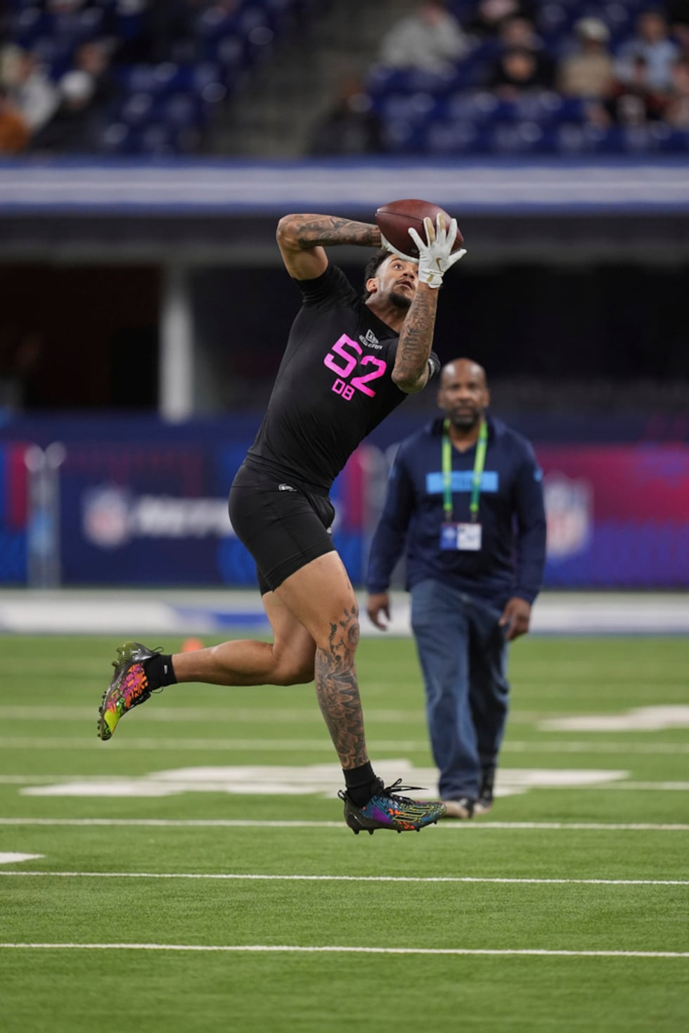 Iowa State defensive back Malik Verdon runs a drill at the NFL football scouting combine in...