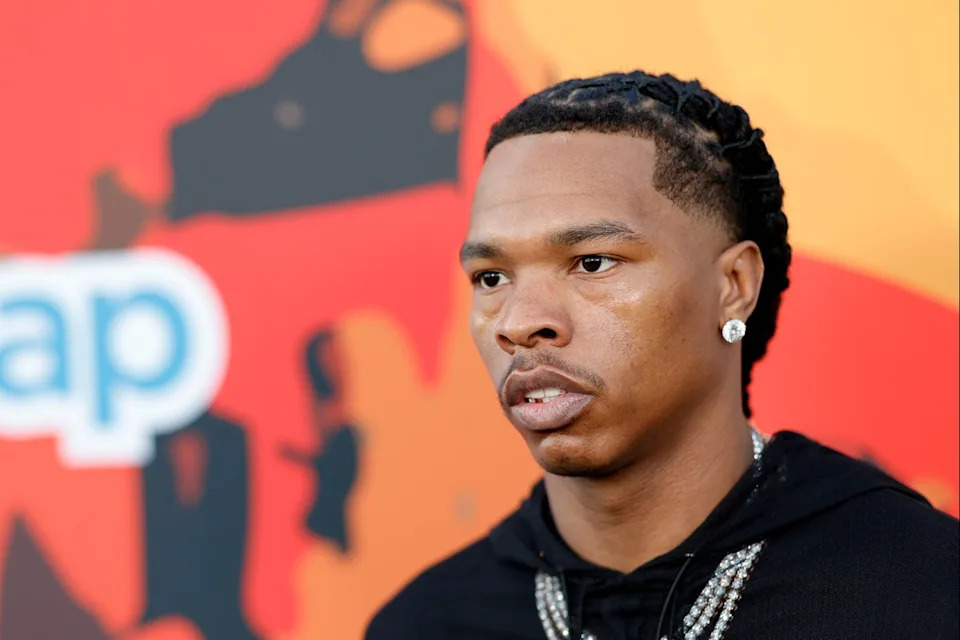 White and Lil Baby, real name Dominique Armani Jones (pictured), got in an argument after the rapper and his entourage attempted to enter the NFL star’s private party, police say (Frazer Harrison/Getty Images)