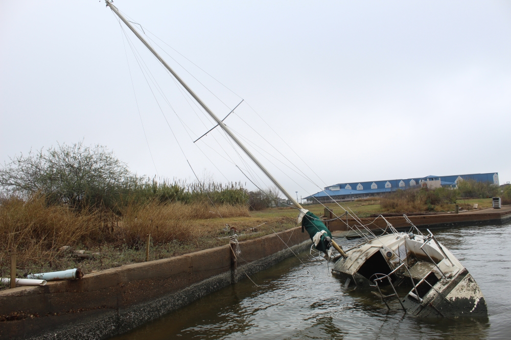 More than 100 abandoned boats sit between Clear Lake and Galveston, said Russell Lavigne, founder of local nonprofit Dead Boats Society, which works to remove derelict vessels. (Rachel Leland/Community Impact)