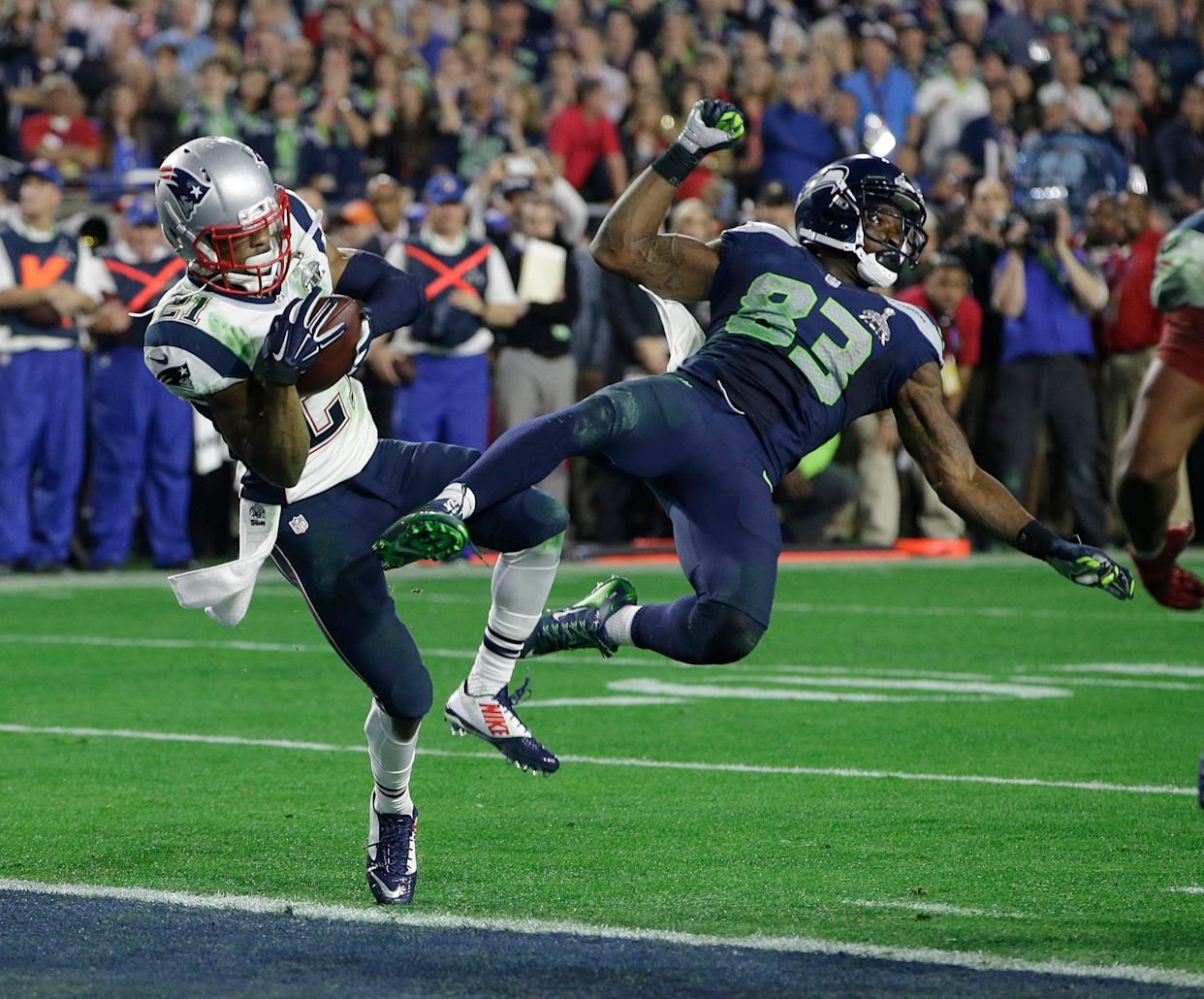 Kathy Willens/AP - PHOTO: New England Patriots strong safety Malcolm Butler intercepts a pass intended for Seattle Seahawks wide receiver Ricardo Lockette in the final minute of Super Bowl 49 in Glendale, Ariz., Feb. 1, 2015.