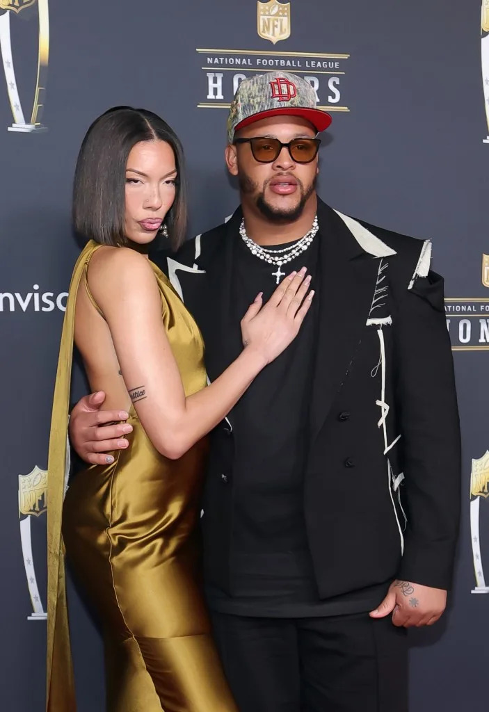 Daiyaana Muhammad and Dion Dawkins attend the 15th Annual NFL Honors on Feb. 5, 2026 in San Francisco. Getty Images