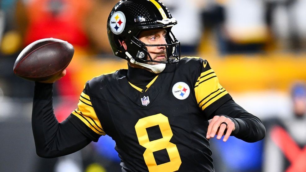 PITTSBURGH, PENNSYLVANIA - DECEMBER 15: Aaron Rodgers #8 of the Pittsburgh Steelers makes a pass during the first quarter of the game against the Miami Dolphins at Acrisure Stadium on December 15, 2025 in Pittsburgh, Pennsylvania. (Photo by Joe Sargent/Getty Images)