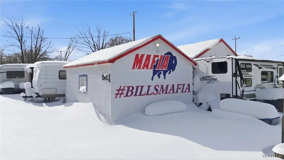 The Bills Mafia House is well known for its team logo emblazoned on the side of the home. <span class="image-credit">(Realtor.com)</span>