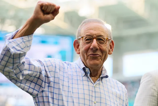 Miami Dolphins owner Stephen Ross reacts after the game against the Jacksonville Jaguars at Hard Rock Stadium.