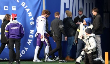 The quarterback room for the Vikings