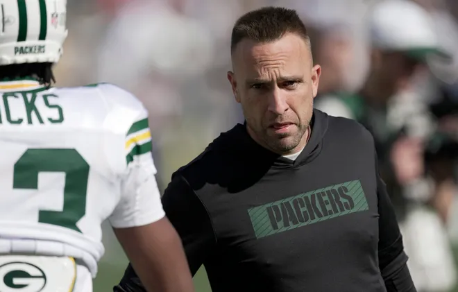 Green Bay Packers defensive coordinator Jeff Hafley is shown before their game against the Houston Texans Sunday, October 20, 2024 at Lambeau Field in Green Bay, Wisconsin.