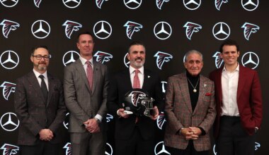 Matt Ryan shows Ian Cunningham around facility