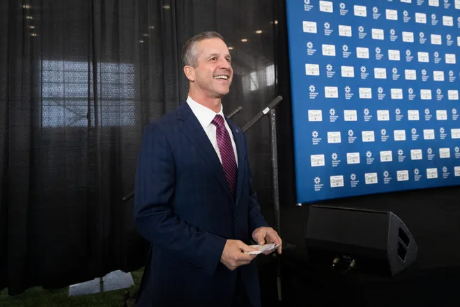 New Giants Head Coach John Harbaugh speaks.