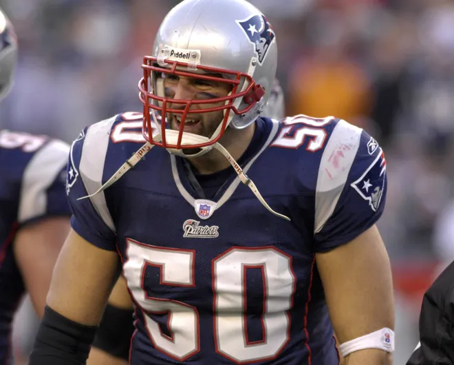 New England Patriots linebacker Mike Vrabel against the New York Jets.