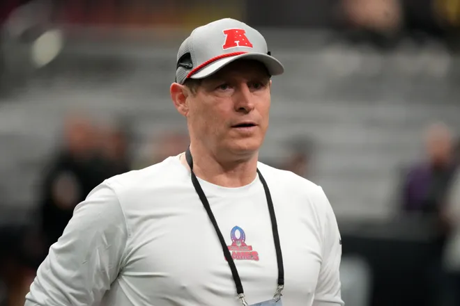 Feb 2, 2026; San Francisco, CA, USA; AFC coach Steve Young during practice at the NFL Flag Fieldhouse at Moscone Center South Building. Mandatory Credit: Kirby Lee-Imagn Images