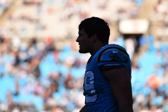 Oct 28, 2018; Charlotte, NC, USA; Carolina Panthers linebacker Luke Kuechly (59) in the fourth quarter at Bank of America Stadium. Mandatory Credit: Bob Donnan-USA TODAY Sports